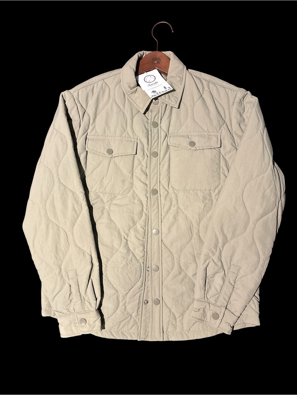 Men's Quilted Lightweight Shirt Jacket in Beige